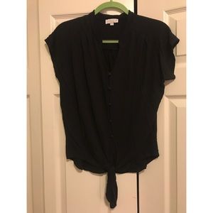 Black t shirt with buttons and ties up